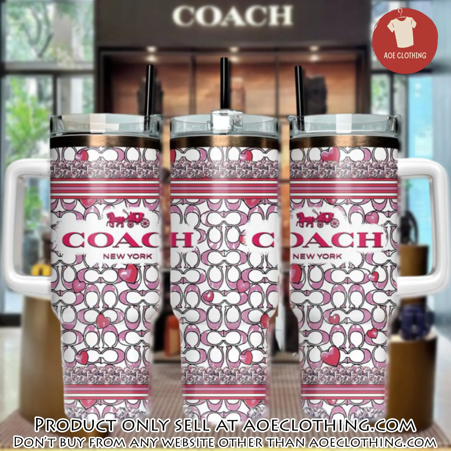 Pink coach logo stanley tumbler logo 40oz stanley tumbler ktb1065 aoe2419422